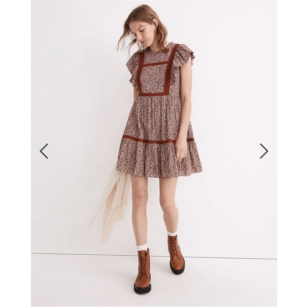 Madewell Flutter-Sleeve Mini Dress in Cottage Garden L NWT